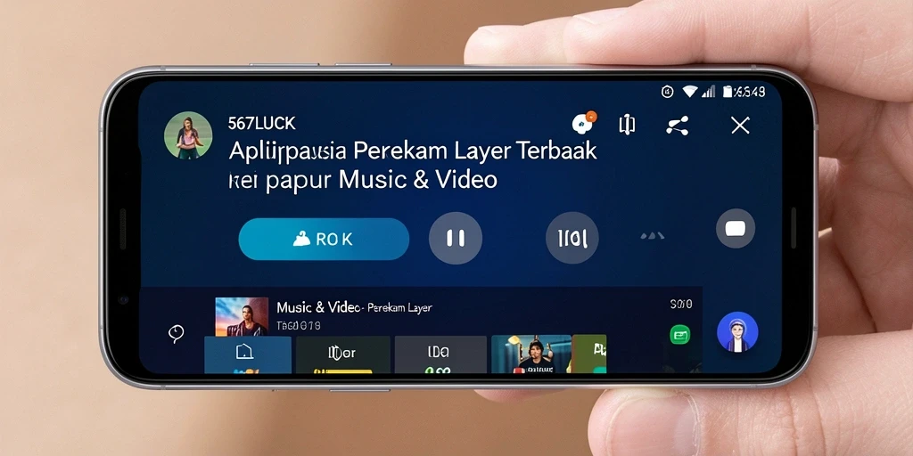 Antarmuka pengguna 567LUCK saat merekam layar ponsel.