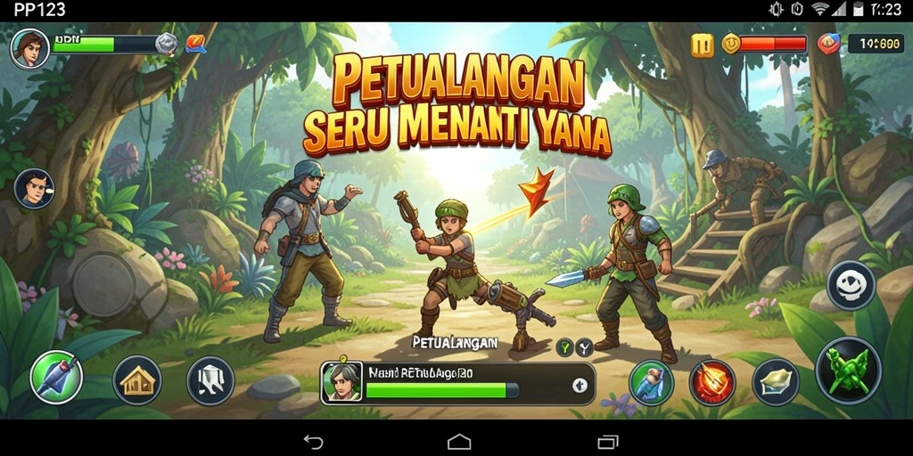 Tampilan antarmuka permainan Petualangan PP123 yang menarik dan penuh warna.