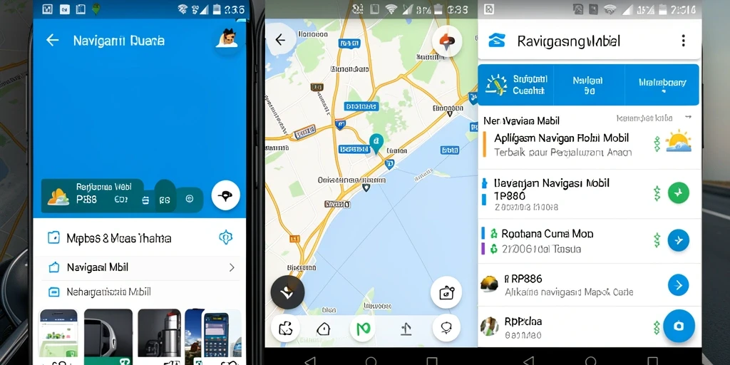 Antarmuka RP886 menampilkan peta interaktif dan navigasi real-time.