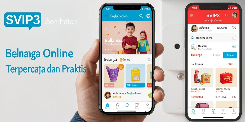 Antarmuka aplikasi SVIP3 yang sederhana dan menarik untuk belanja online.