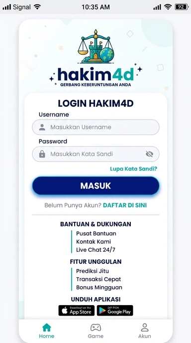 Masuk Akun Hakim4d untuk Pengguna Android